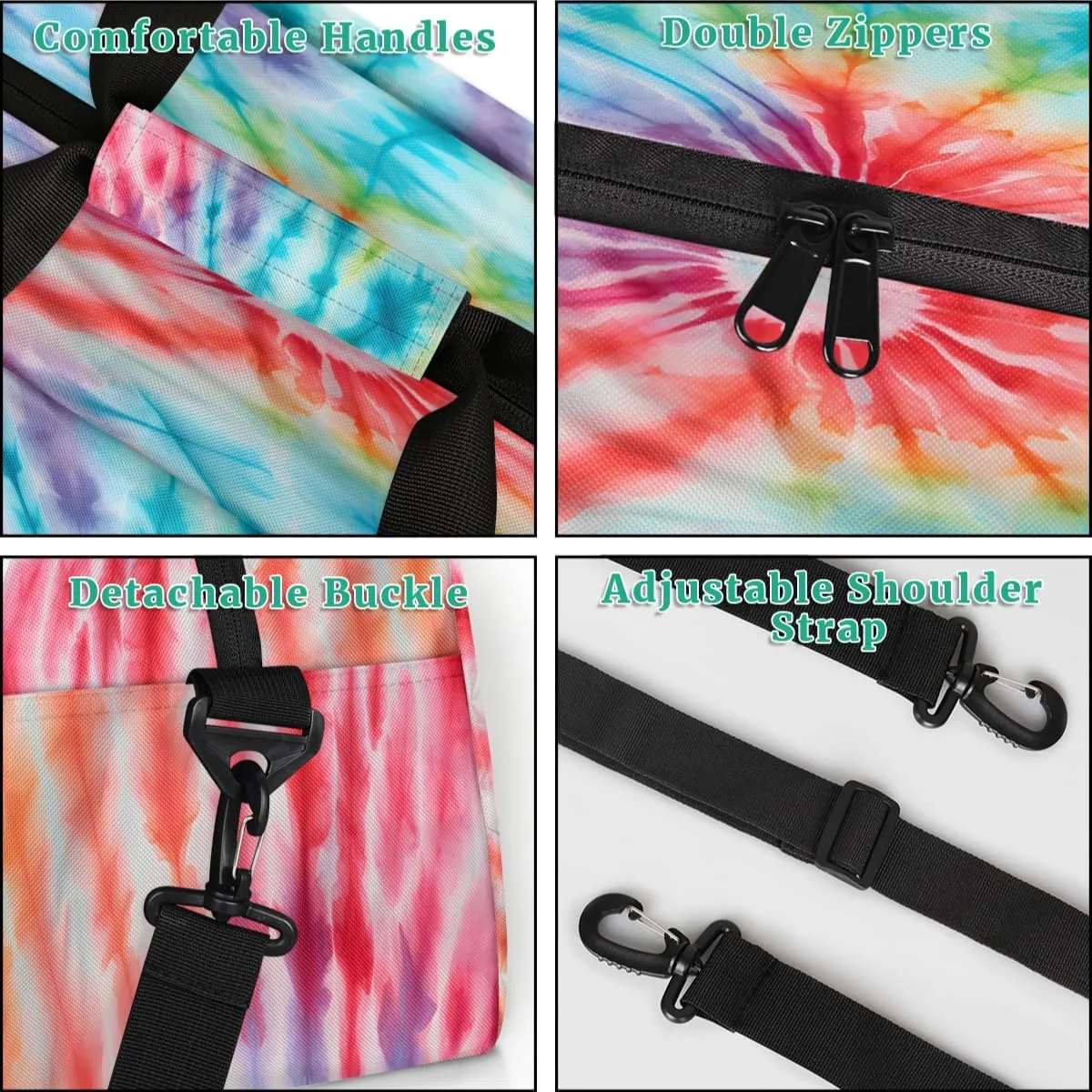 Swirl Tie Dye Kids Overnighter Duffel Bags for Boys, Carry-On Size Sports Gym Bag with Front Zipper Pocket for School Practice or Overnight Travel Weekender Sleepover Tote Bag