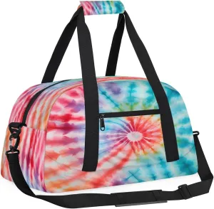 Swirl Tie Dye Kids Overnighter Duffel Bags for Boys, Carry-On Size Sports Gym Bag with Front Zipper Pocket for School Practice or Overnight Travel Weekender Sleepover Tote Bag