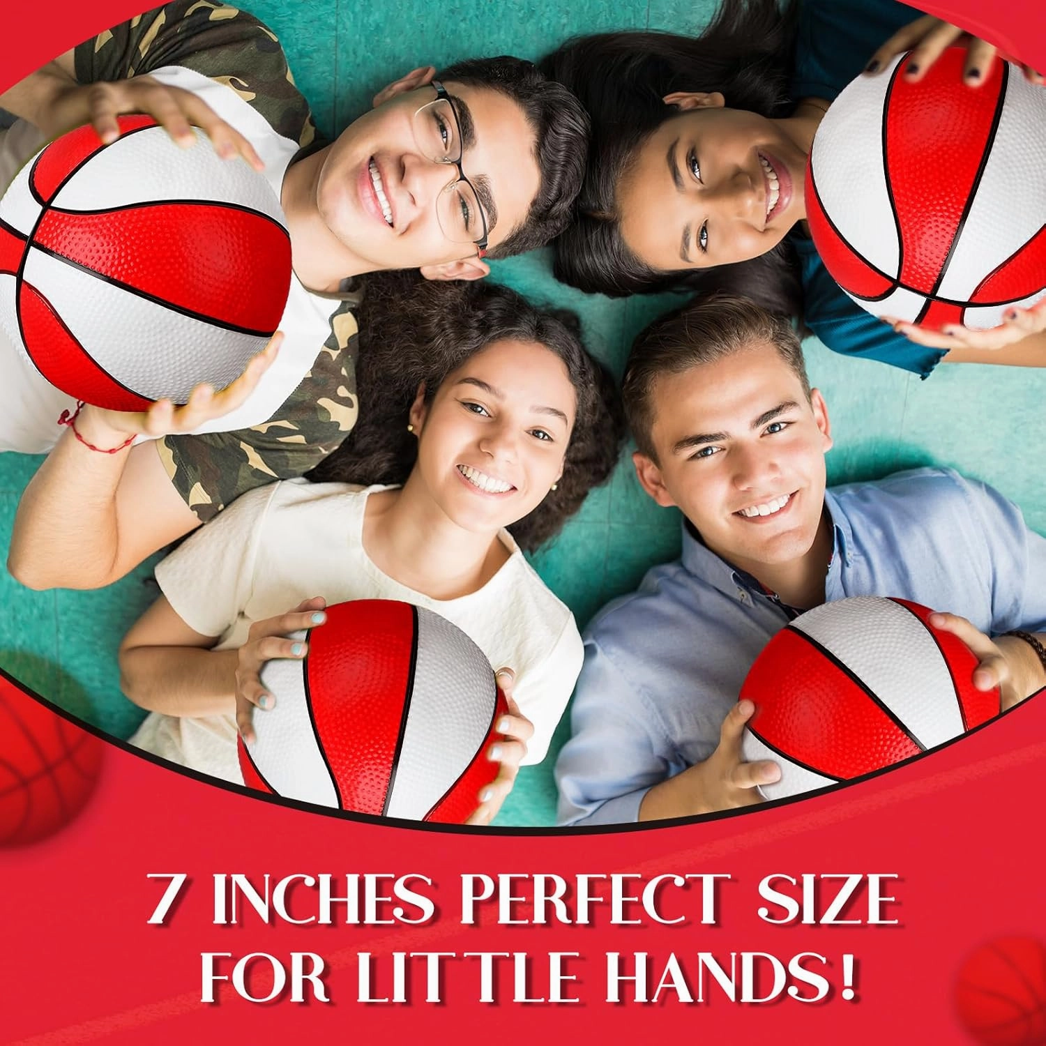 Syhood 12 Pcs Mini Small Basketballs Set with 2 Pumps, 7 x 7 Inches Small Plastic Basketball for Pool, Indoors, Outdoors Game Party Favors(Red White)