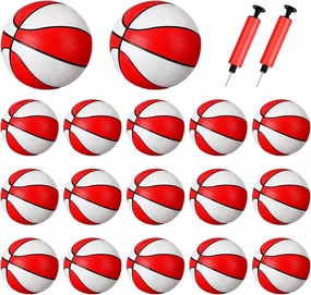 Syhood 12 Pcs Mini Small Basketballs Set with 2 Pumps, 7 x 7 Inches Small Plastic Basketball for Pool, Indoors, Outdoors Game Party Favors(Red White)