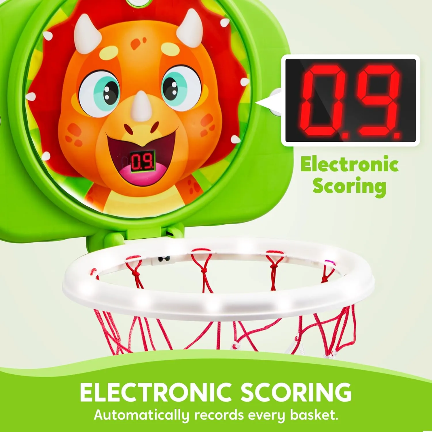 SYNCFUN Mini Basketball Hoop LED Scoring Indoor Hoop with 2 Balls, Indoor Adjustable Height Basketball Hoop, Space-Saving, Christmas Birthday Gifts Toy for Boy Girl Over 18 Months