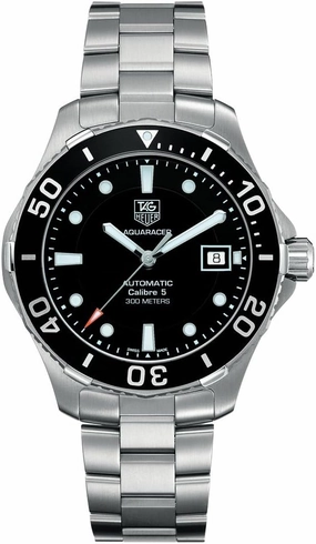 Tag Heuer Men's Aquaracer Calibre 5 Stainless Steel Black Dial Watch #WAN2110.BA0822