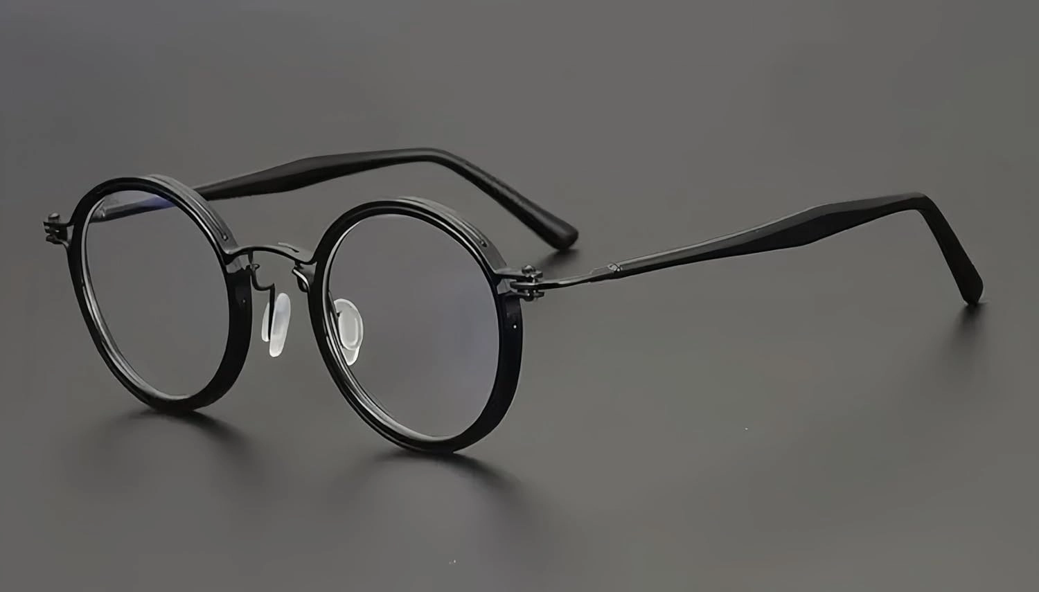 Tate Retro Titanium Acetate Prescription Glasses Frame，Luxury Round Eyeglasses with Blue Light Lenses 48-24-148mm