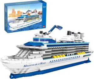 Technology Cruise Ship Model Building Blocks, 2428 Pcs Micro Mini Bricks Architecture Boat Building Kit, City Construction Sets Toy Gifts for Kids Adults, Not Compatible with Major Brand