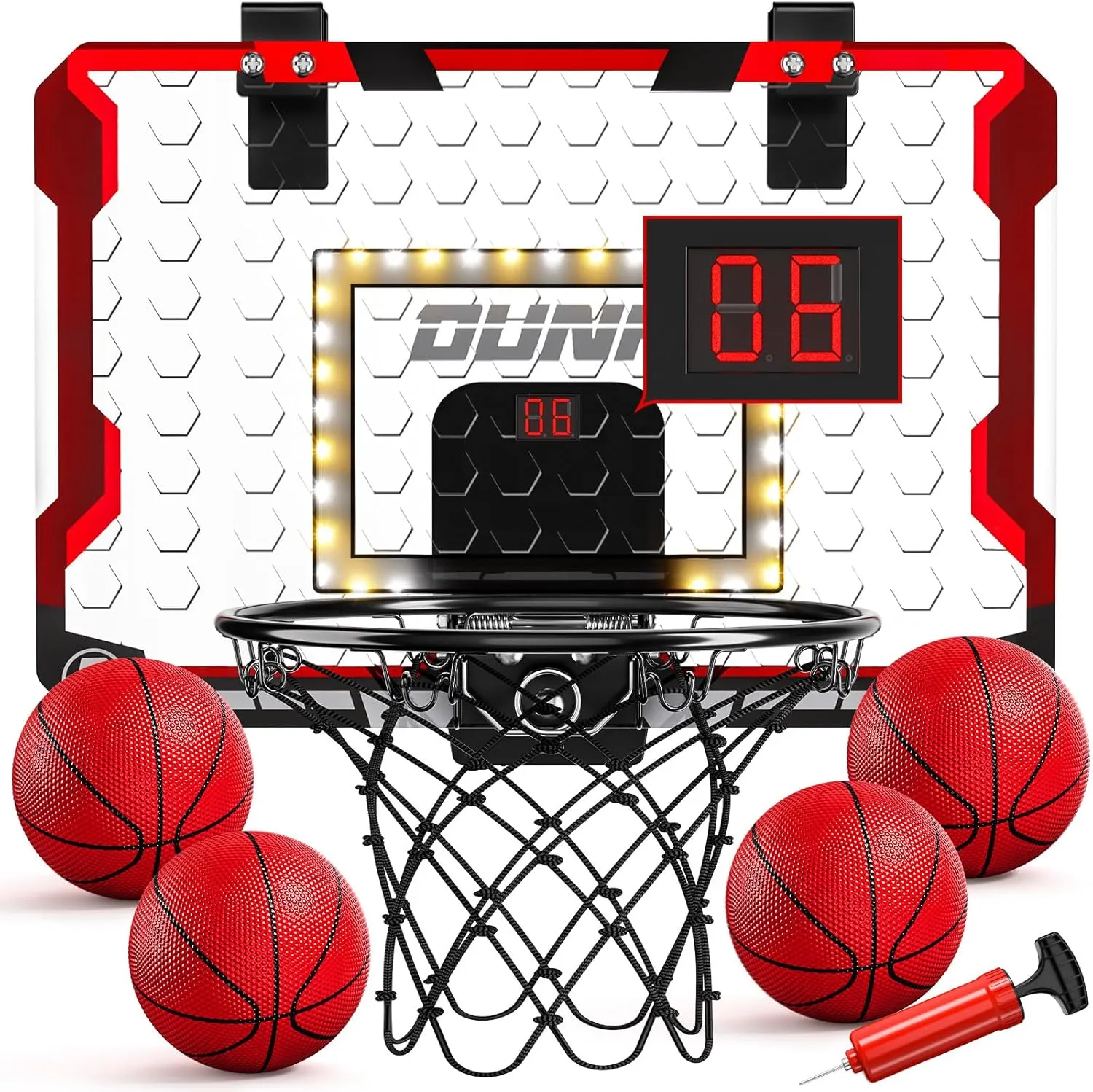 TEMI Indoor Basketball Hoop for Kids, Door Room Basketball Hoop,Mini Basketball Hoop with 4 Balls, Basketball Toys for 3 4 5 6 7 8 9 10 11 12 Year Old Boys