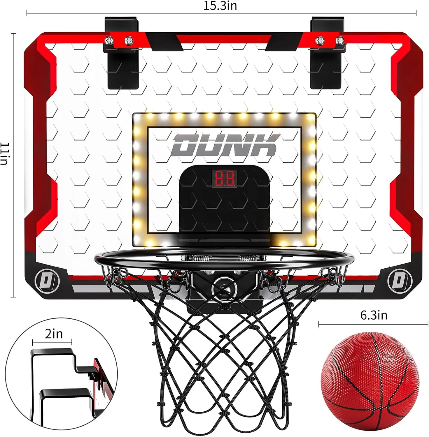 TEMI Indoor Basketball Hoop for Kids, Door Room Basketball Hoop,Mini Basketball Hoop with 4 Balls, Basketball Toys for 3 4 5 6 7 8 9 10 11 12 Year Old Boys