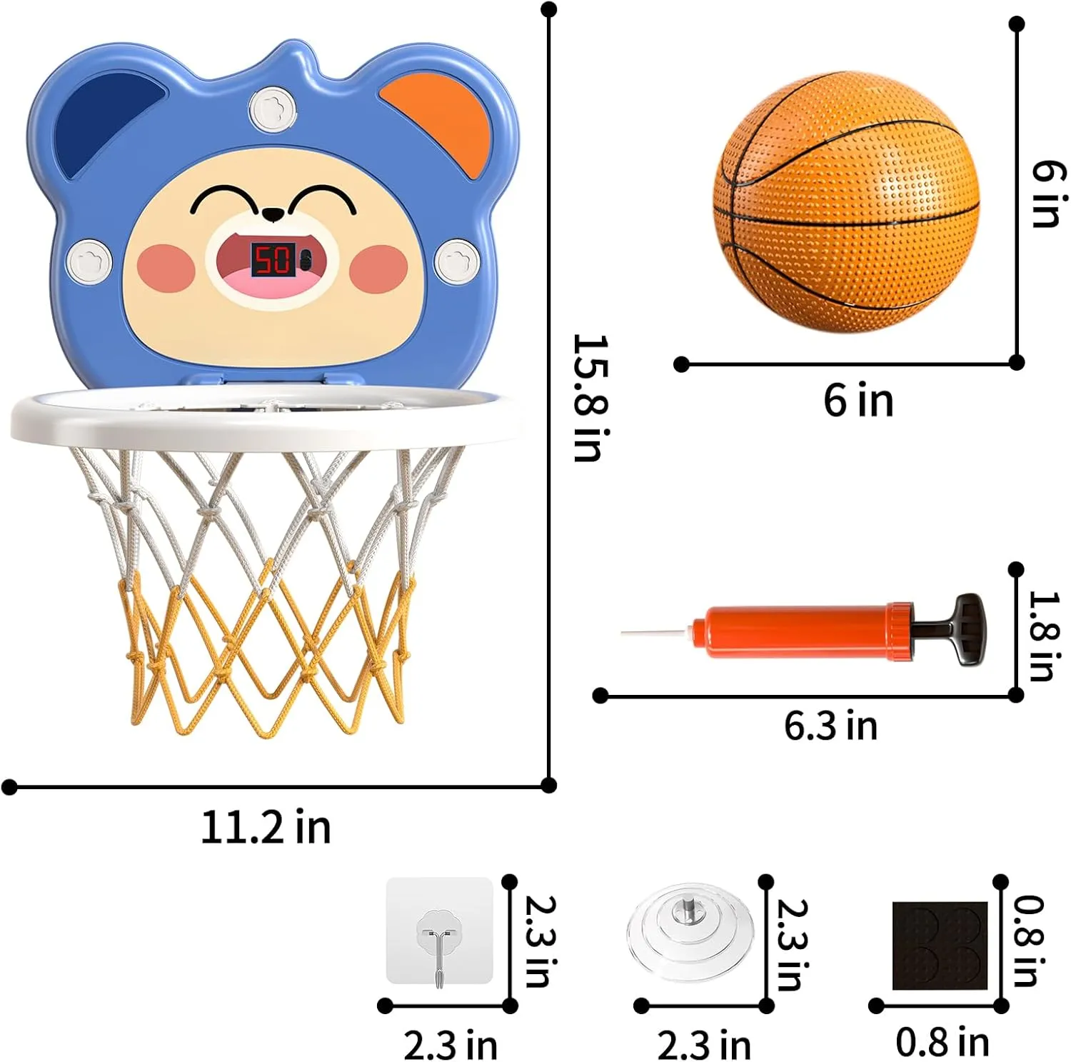 TEMI Indoor Mini Basketball Hoop for Toddlers Kids Boys Age 2 3 4 5 6, Toddlers Basketball Hoop with 4 Balls & Electronic Scoreboard, Toddler Boys Toys, Christmas Birthday Toys Gifts for Boys 3 4 5 6