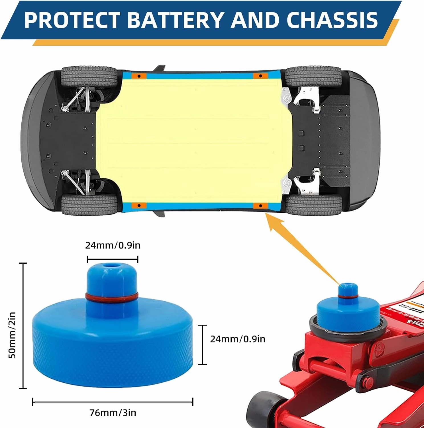 Tesla Jack Pucks Lifting Jack Pads for Tesla Model 3/Y/S/X Blue Tesla Accessories with Tire Repair Tools Kit for Tesla Vehicles 2016 to 2025,4 Pucks with Storage Case