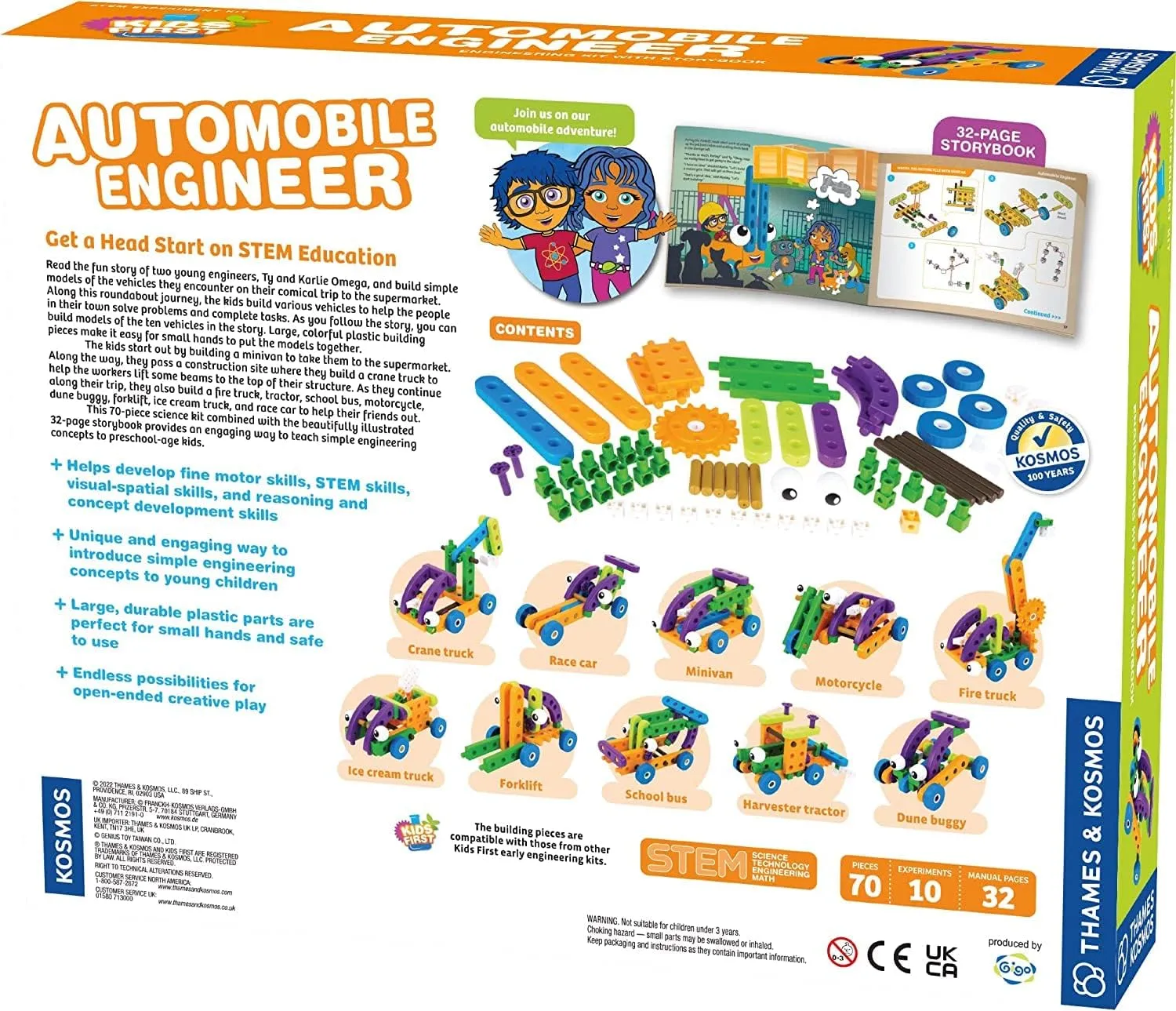 Thames & Kosmos Kids First Automobile Engineer Kit | STEM | 32 Page Full-Color Illustrated Storybook | Ages 3  | Preschoolers & Kindergartners | Develop Fine Motor Skills | Parents’ Choice Gold Award