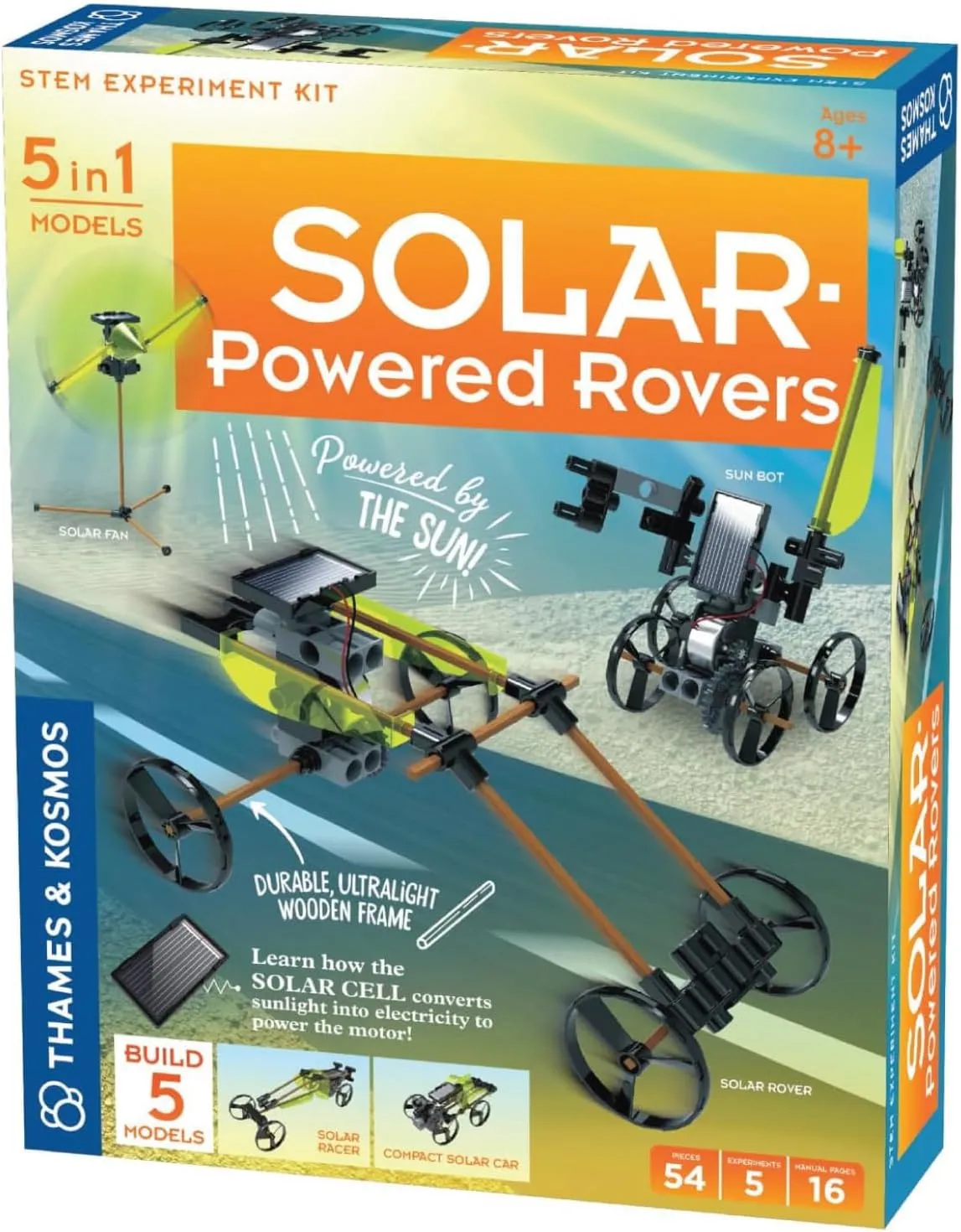 Thames & Kosmos Solar-Powered Rovers STEM Experiment Kit | Build 5 Vehicles & Devices Powered by The Sun | Solar Energy Actvities for Ages 8 