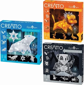 Thames & Kosmos Creatto Light-Up 3D Puzzles 3-Pack Bundle | Northern Lights Polar Bear, Luminous Lion, and Glowing Panda