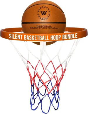 The Official Silent Basketball Mini (Size 3) Bundle with Hoop – Ready to Play & Noise Free Indoor Mini Basketball for Quiet Bounce & Large Wall Mounted Basketball Hoop for Indoor Practice