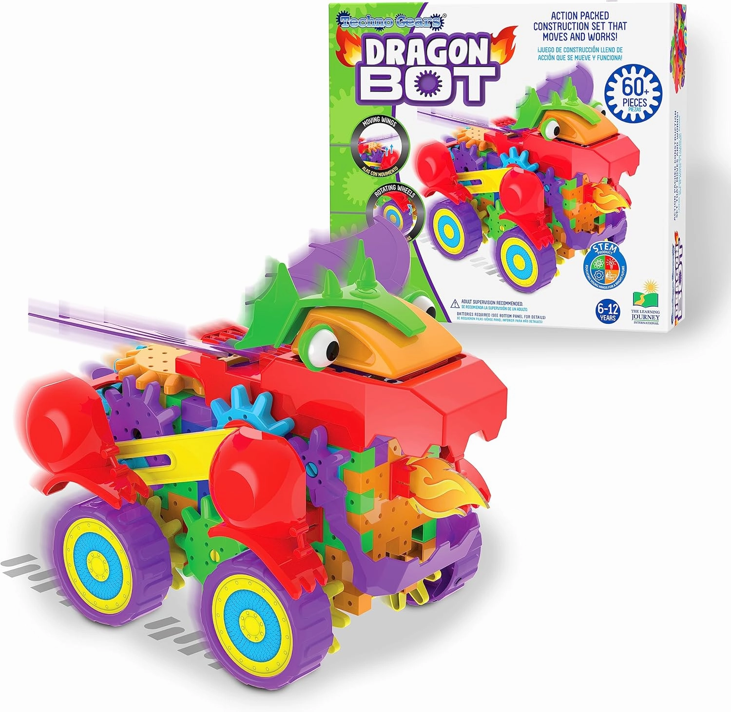 The Learning Journey – Techno Gears – Dragon Bot – 60  Pieces – Kid Toys & Gifts for Boys & Girls Ages 6 Years and Up – STEM