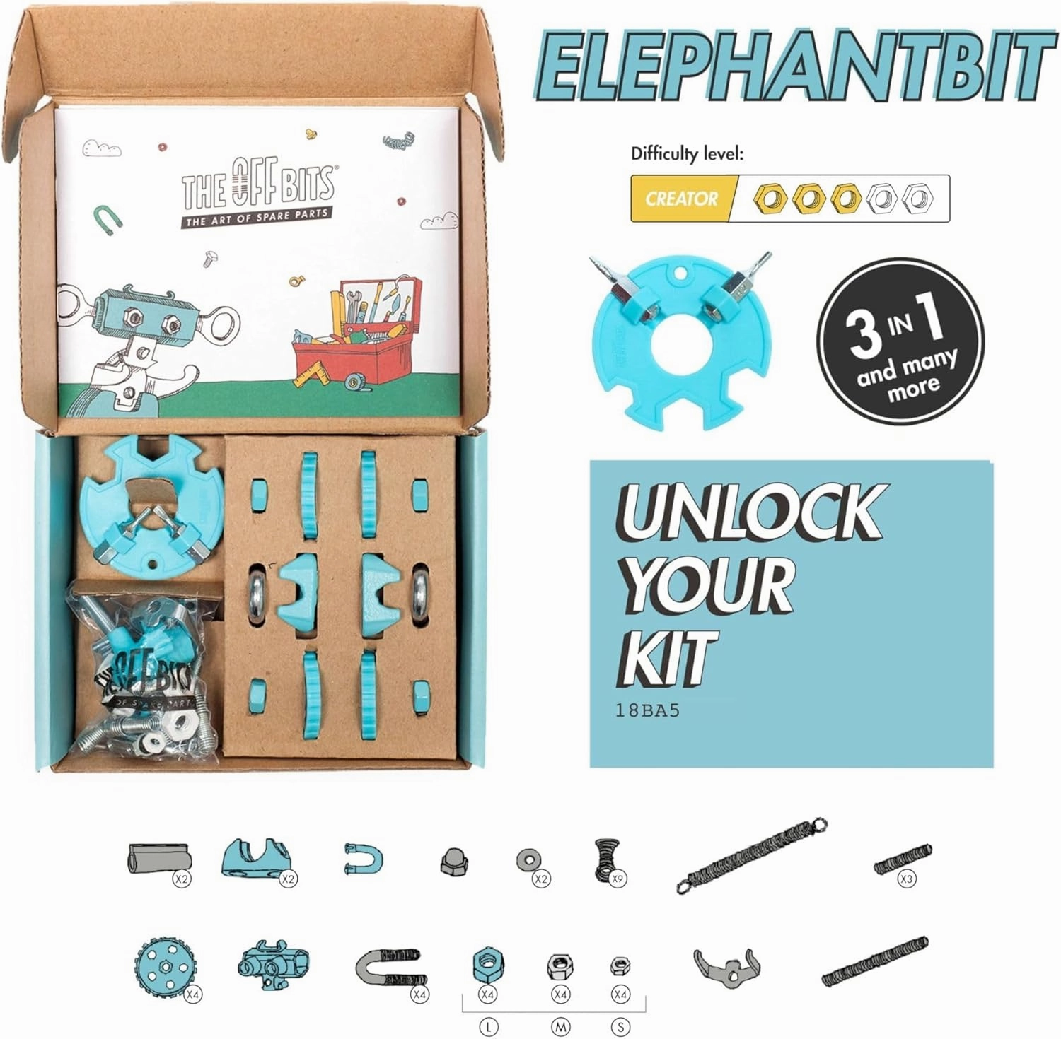 The Off Bits STEAM Building Kit, Educational Build Your Own Elephant Robot Toy for Kids Age 6 7 8 9  Year Old Boys & Girls, Animal Stem Toys Engineering Kit, Construction Toys STEAM Gift Ideas