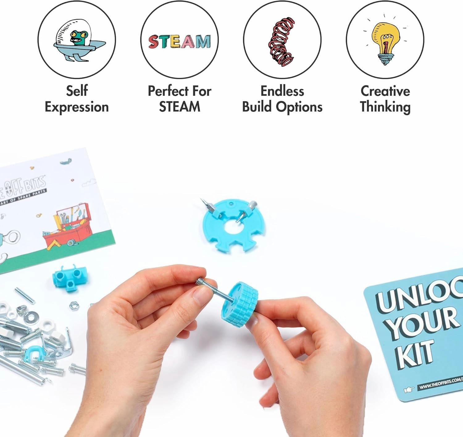 The Off Bits STEAM Building Kit, Educational Build Your Own Elephant Robot Toy for Kids Age 6 7 8 9  Year Old Boys & Girls, Animal Stem Toys Engineering Kit, Construction Toys STEAM Gift Ideas