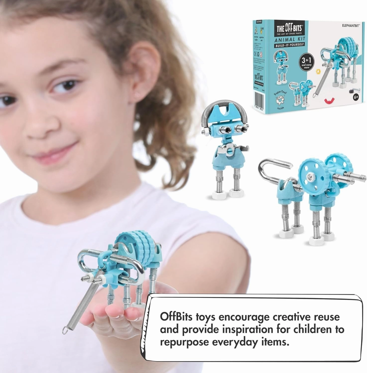 The Off Bits STEAM Building Kit, Educational Build Your Own Elephant Robot Toy for Kids Age 6 7 8 9  Year Old Boys & Girls, Animal Stem Toys Engineering Kit, Construction Toys STEAM Gift Ideas