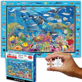 Think2Master Colorful Ocean Life 500 Pieces Large Format Jigsaw Puzzle for Kids 12 , Teens, Adults & Families. Great Gift for stimulating Learning About Coral Reefs. Size: 26.8” X 18.9”