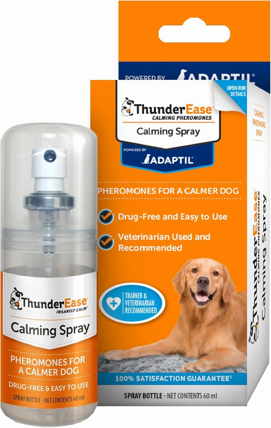 ThunderEase Dog Calming Pheromone Spray | Powered by ADAPTIL | Reduce Anxiety During Travel, Vet Visits and Boarding