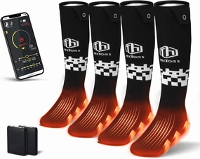 ThxToms Electric Heated Socks for Men Women, 5000mAh Rechargeable Battery With APP Control, Upgraded Warming Winter Socks for Riding Hunting Hiking Skiing, 2 Pairs