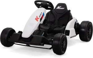 TOBBI 24V Electric Drifting Go Kart for Kids, Electric Ride On Toy w/85 * 2 Motors, 8mph Max Speed, Safety Belt, Music, Horn, USB, Battery Powered Ride On Cars for Kids Ages 4-16 Years (White)