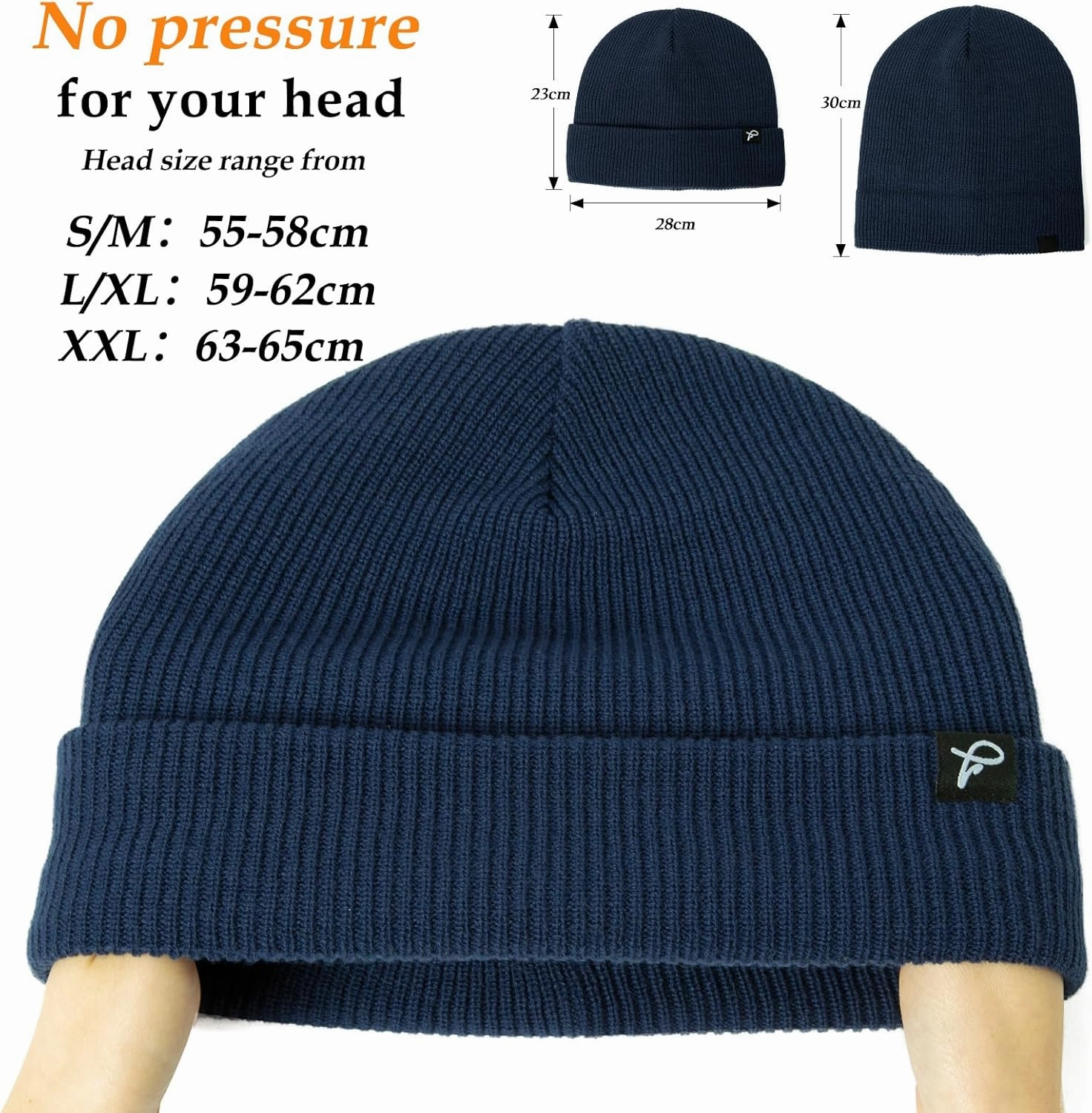 TOP-EX Oversized L/XL/XXL Waterproof Beanie Fleece Lined Hat for All-Weather Winter Warm Men Women Unisex