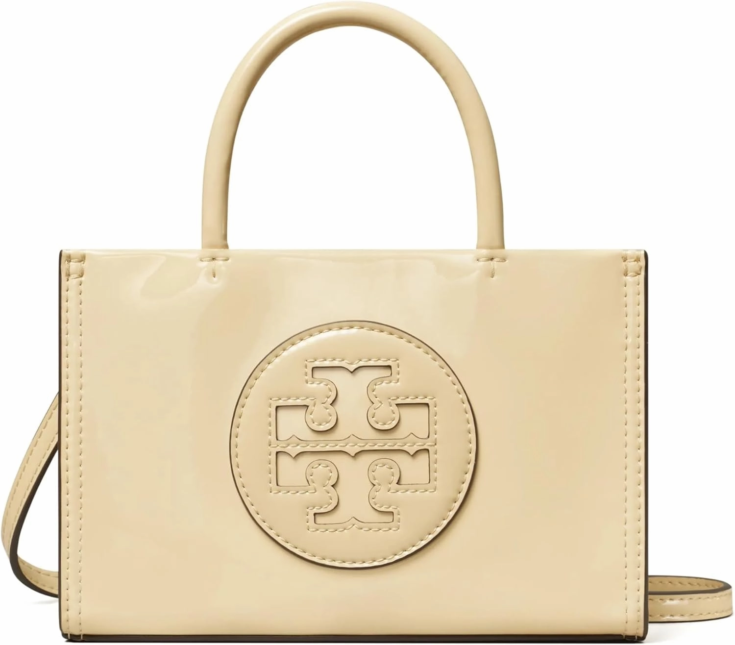 Tory Burch Ella Bio Patent Mini Tote, Vanilla Soft Serve