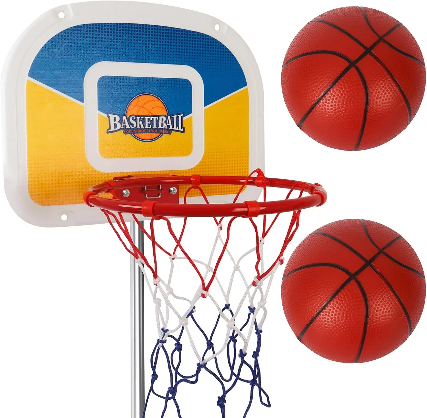 Trampoline Basketball Hoop, Teenager Basketball Hoop for Trampoline with Pump and 2 Mini Ball, Fit for Straight Pole