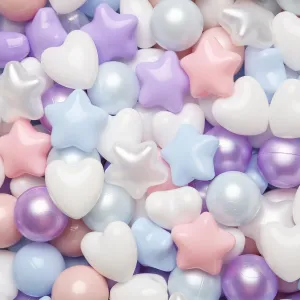 TRENDPLAY Ball Pit Balls Stars : Different Shapes - Mix Stars Shapes for Kids, Perfect for Parties, Pink Green Blue White Gray 50 100 200 500 Pack