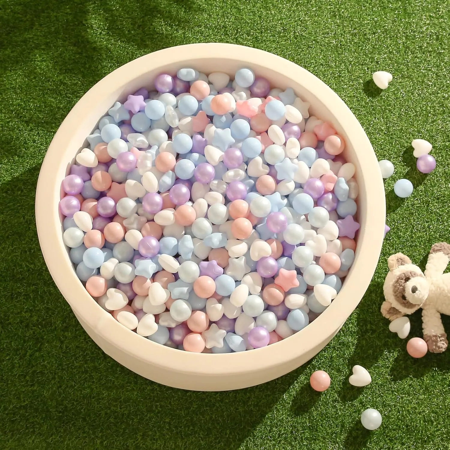 TRENDPLAY Ball Pit Balls Stars : Different Shapes - Mix Stars Shapes for Kids, Perfect for Parties, Pink Green Blue White Gray 50 100 200 500 Pack