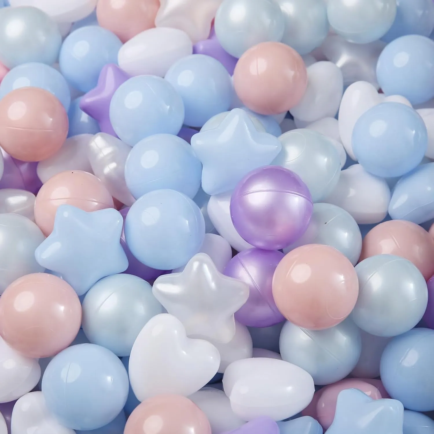 TRENDPLAY Ball Pit Balls Stars : Different Shapes - Mix Stars Shapes for Kids, Perfect for Parties, Pink Green Blue White Gray 50 100 200 500 Pack