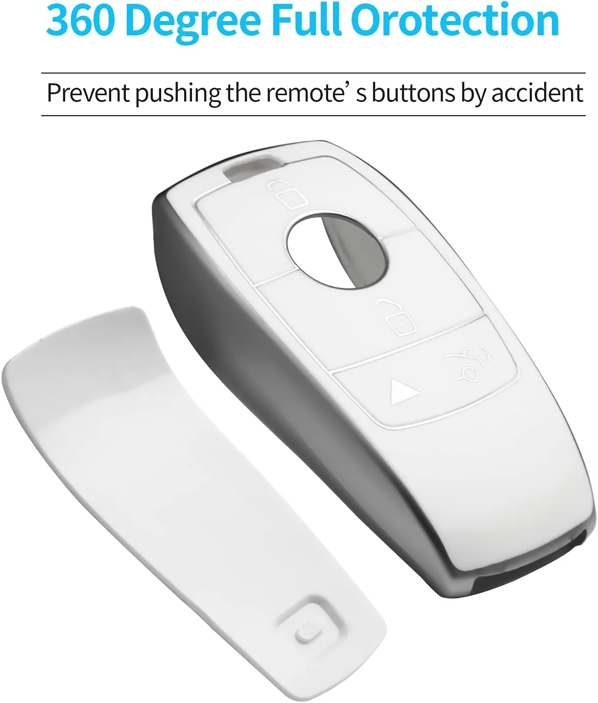Tukellen for Mercedes Benz Key fob Cover,Special Soft TPU Key Case Protector Compatible with 2017-2021 E-Class 2018-2021 S-Class 2019-2021 A-Class C-Class G-Class-White