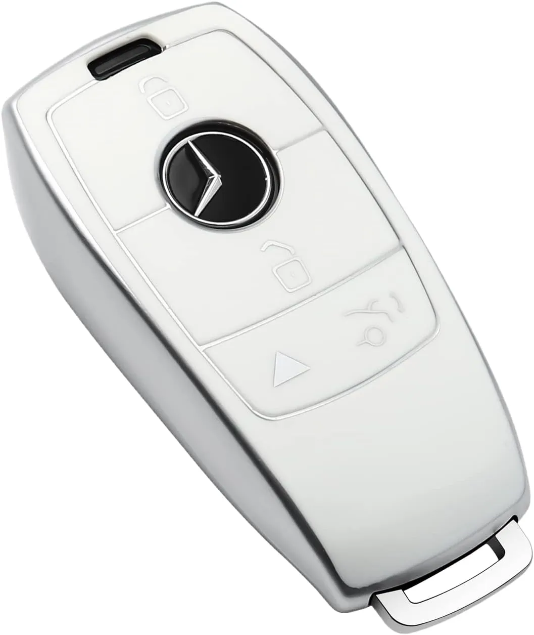 Tukellen for Mercedes Benz Key fob Cover,Special Soft TPU Key Case Protector Compatible with 2017-2021 E-Class 2018-2021 S-Class 2019-2021 A-Class C-Class G-Class-White