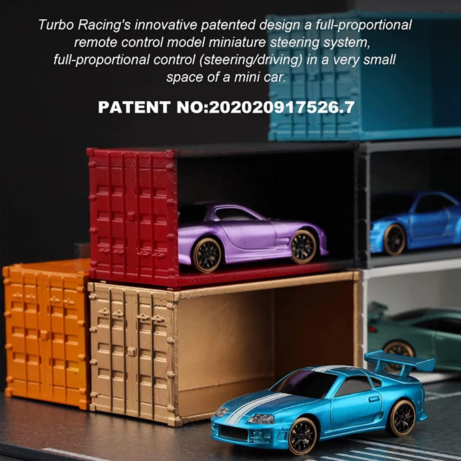 Turbo Racing 1:76 Scale Drift RC Car with Gyro Mini Full Proportional RTR 2.4GHZ Remote Control with 2 Replaceable Body Shell (C62 Cyan-Drift)