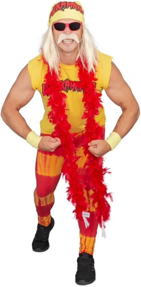 TV Store Hulk Hogan Hulkamania Adult Complete Costume Set | Yellow Sunglasses/Yellow Bandana