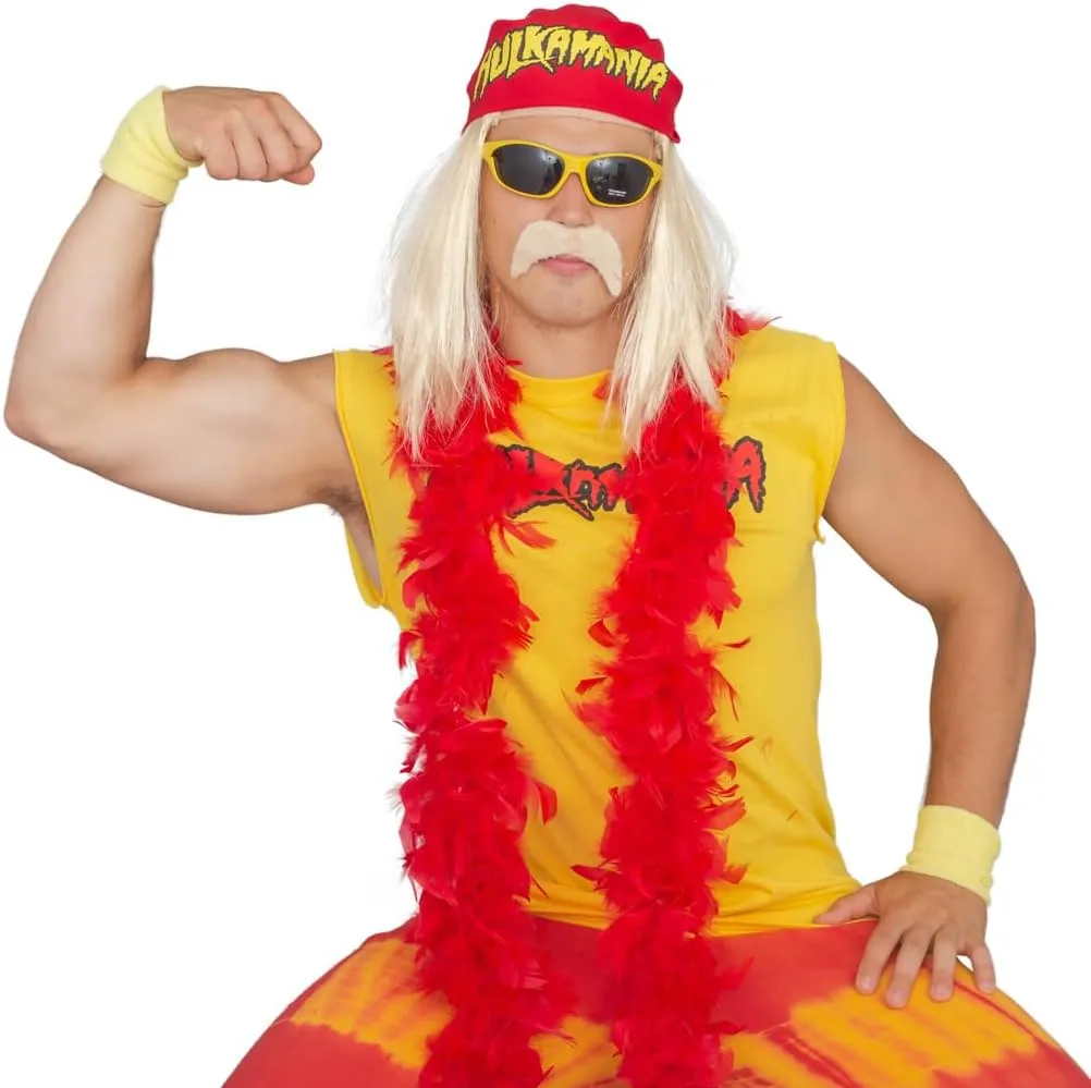 TV Store Hulk Hogan Hulkamania Adult Complete Costume Set | Yellow Sunglasses/Yellow Bandana