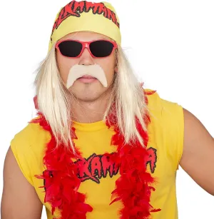 TV Store Hulk Hogan Hulkamania Adult Complete Costume Set | Yellow Sunglasses/Yellow Bandana