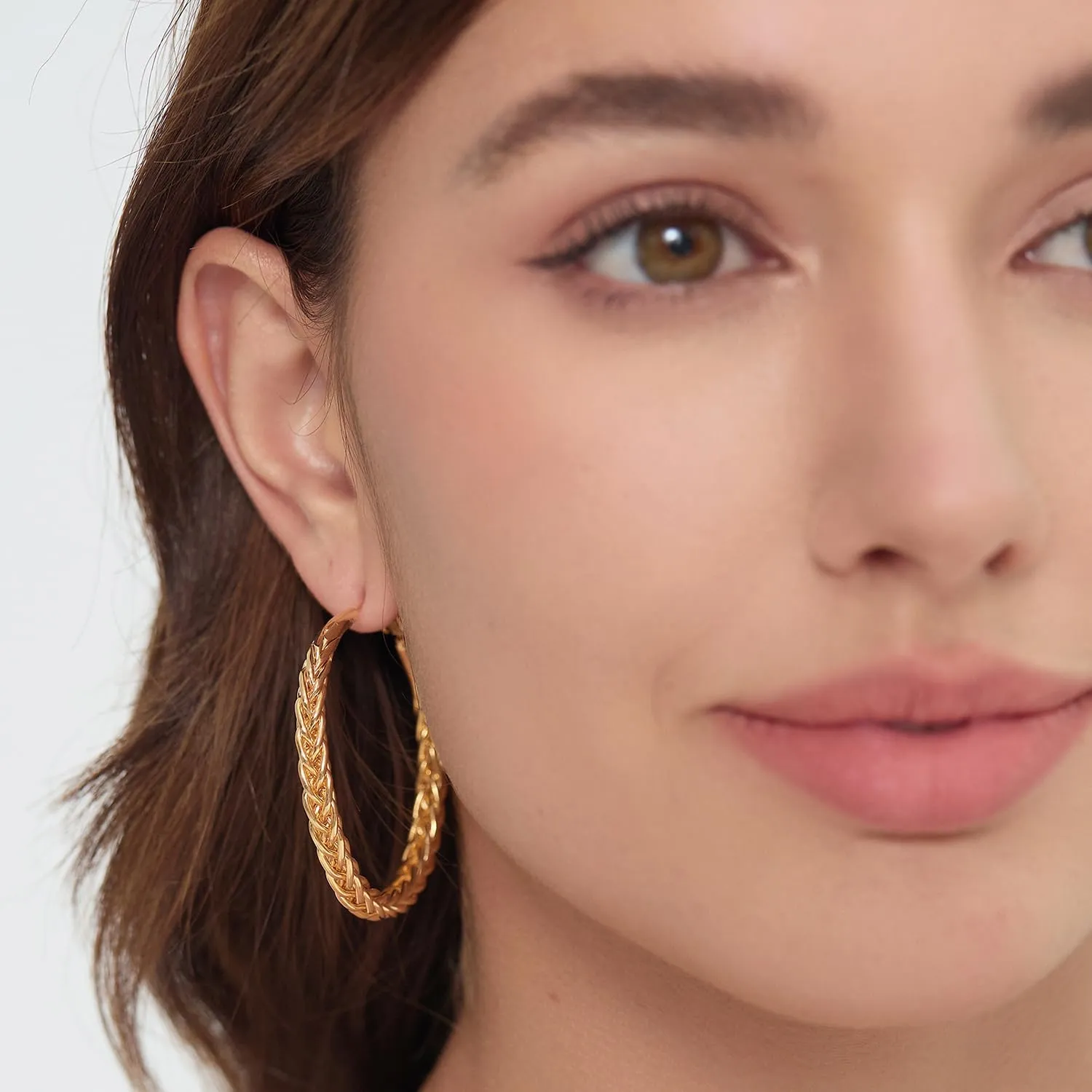 Twisted Hooop Earrings for Women - 14k Gold Plated with 925 Sterling Silver Post Lightweight&Hypoallergenic Large Thick Hoop Earrings Jewelry for Women
