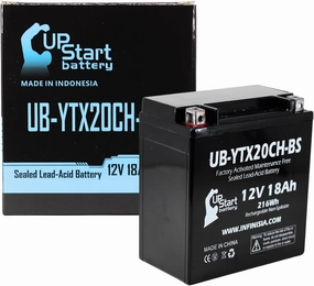 UB-YTX20CH-BS Battery Replacement for 2003 Kawasaki VN1500-P Vulcan Mean Streak 1500 CC Motorcycle - Factory Activated, Maintenance Free, Motorcycle Battery - 12V, 18AH, UpStart Battery Brand