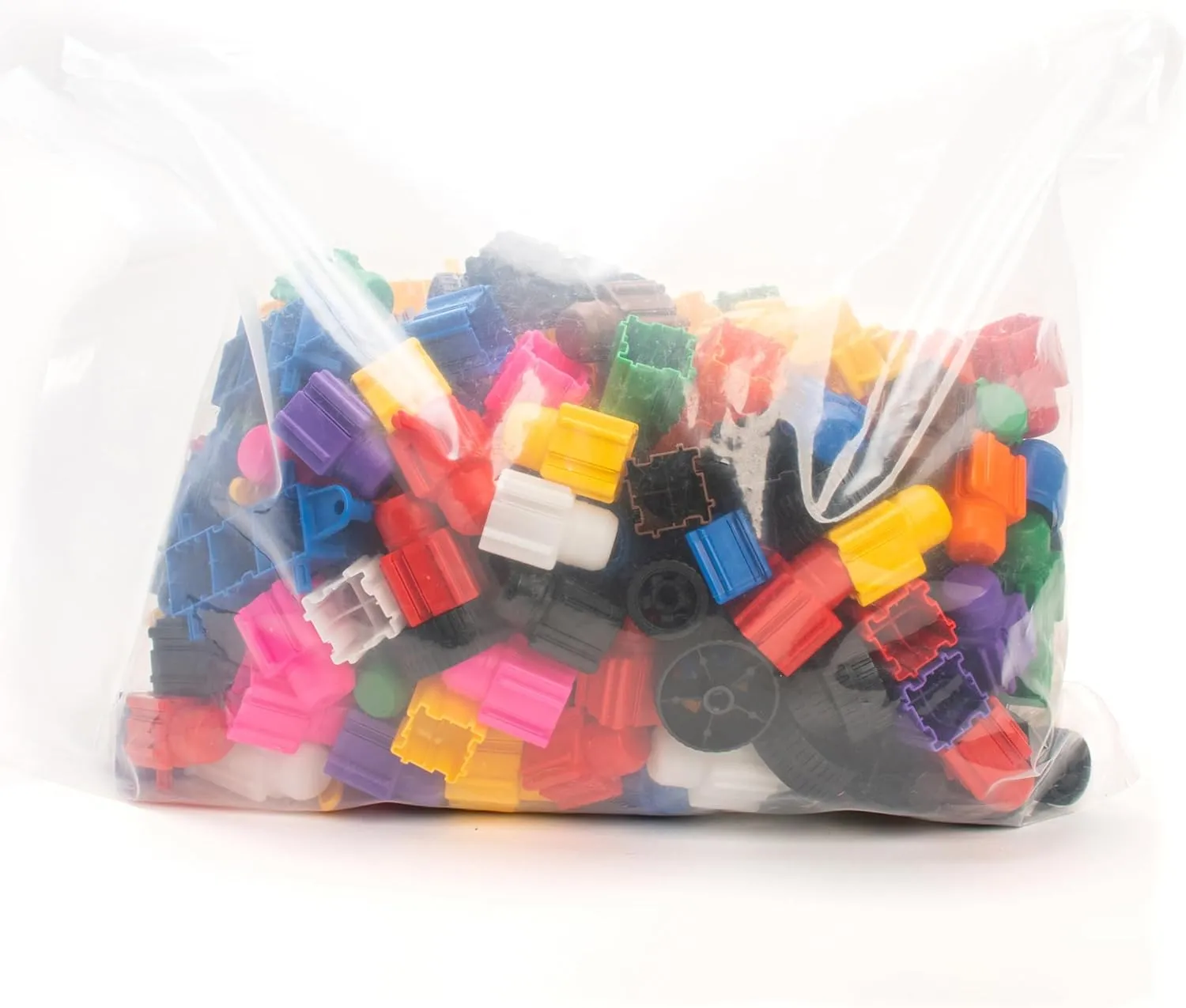 Ultimate Builder's Kit - 250 pcs - Colorful Blocks & Wheels, Connect On All 6 Sides, Build 3D-Slide-Rotate, STEM Toy, Toddler Kids Age 18mo 