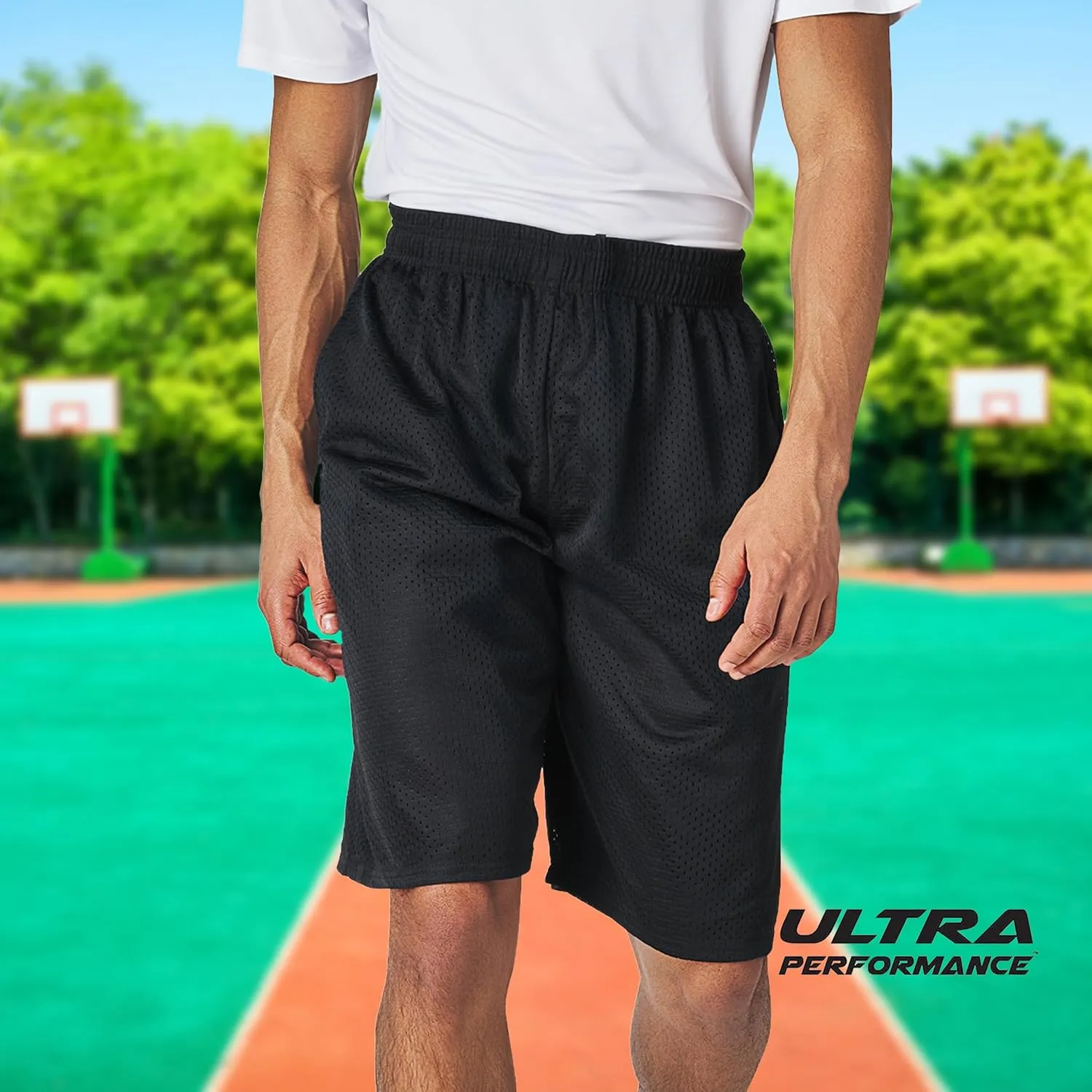Ultra Performance Men's Athletic Mesh Short's 3 Pack Mens Basketball Shorts Gym Workout & Sport Short with Pockets for Men