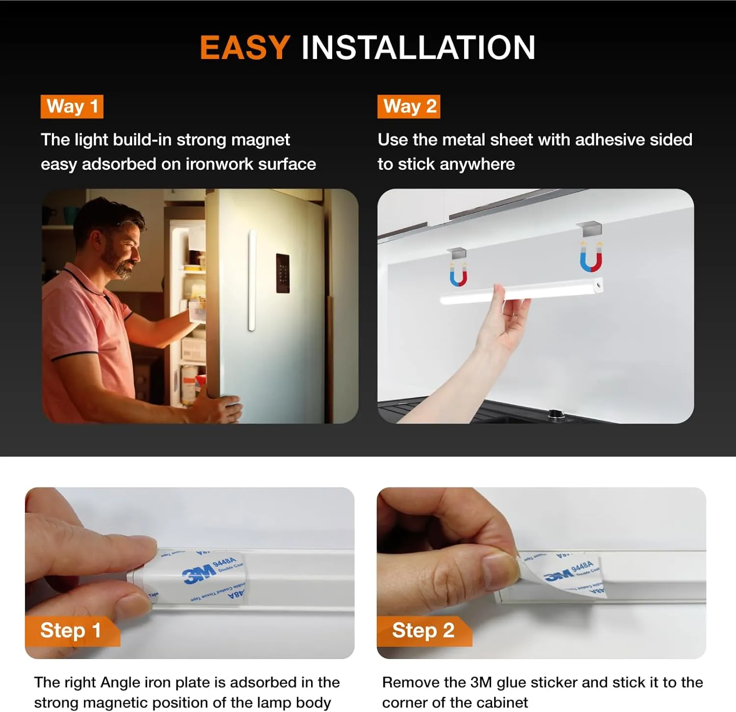 Under Cabinet Lights Remote Control,2 Pack Magnetic Dimmable Closet Lights,USB Rechargeable Wireless LED Shop Light,Ceiling and Under Counter Lights for Kitchen (White, 30CM)