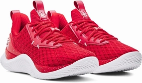 Under Armour Unisex Curry Flow 10 Team Basketball Shoes - UA Flow Cushioning Technology 9.5/11 Red-White