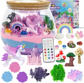 Unicorn Light-Up Terrarium Kit for Kids - LED Night Light Birthday Gift for Girls Ages 4-12 - DIY Arts and Crafts Kit