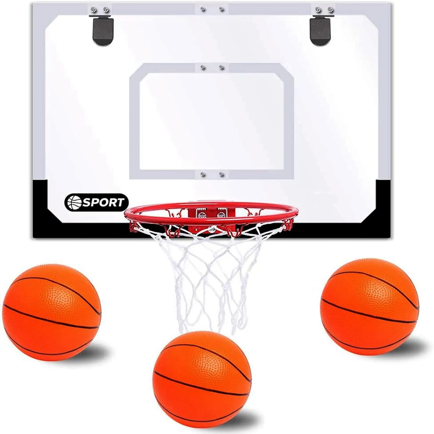 Upgrade Basketball Hoop Set for Kids-Extra Large 24''x 16''Pro Indoor Basketball Hoop for Door & Wall with 3 Balls, Complete Accessories, Basketball Toy Gift Perfect for Boys Girls Teens Adults