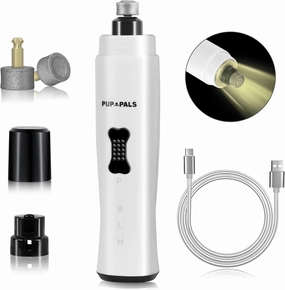 Upgrade Dog Nail Grinder with 5 LED Shadow Free Light, Dog Nail Trimmer Protect Pet Paws from Over Grinding with 2 Speed Super Power Motor, with one aditional Concave-Shaped Replacement Head