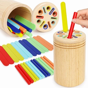 USATDD Montessori Wooden Color Sorting Learning Toys, Colors Recognition Fine Motor Skills Sensory Development Activities, Birthday for Toddlers Boys Girls