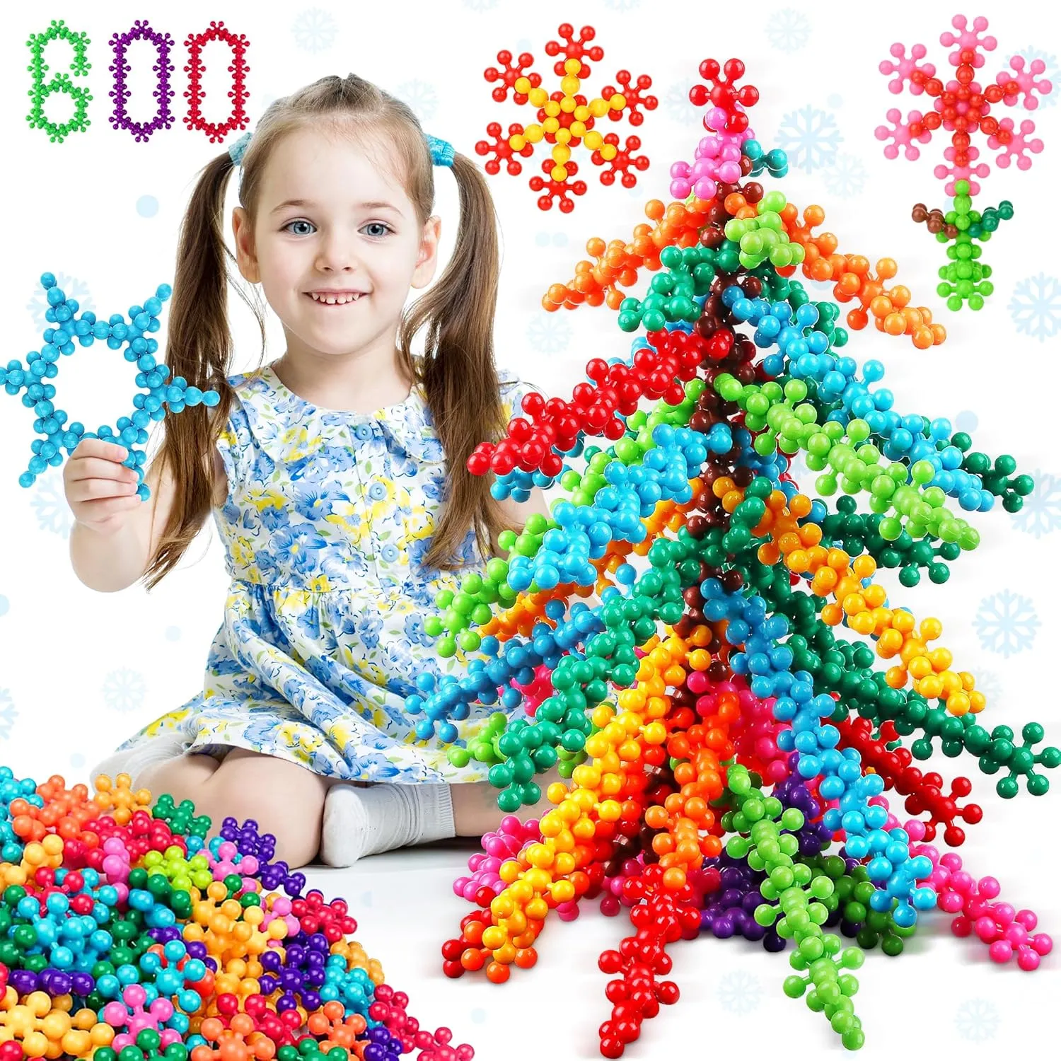 Vanmor 600 Pieces Stem Building Blocks Preschool Educational Toys for Kids 5-7, Discs Sets Interlocking Snowflake Solid Plastic STEAM Activities Fun Gifts Ingenuity Playset for Children
