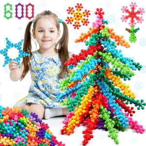 Vanmor 600 Pieces Stem Building Blocks Preschool Educational Toys for Kids 5-7, Discs Sets Interlocking Snowflake Solid Plastic STEAM Activities Fun Gifts Ingenuity Playset for Children