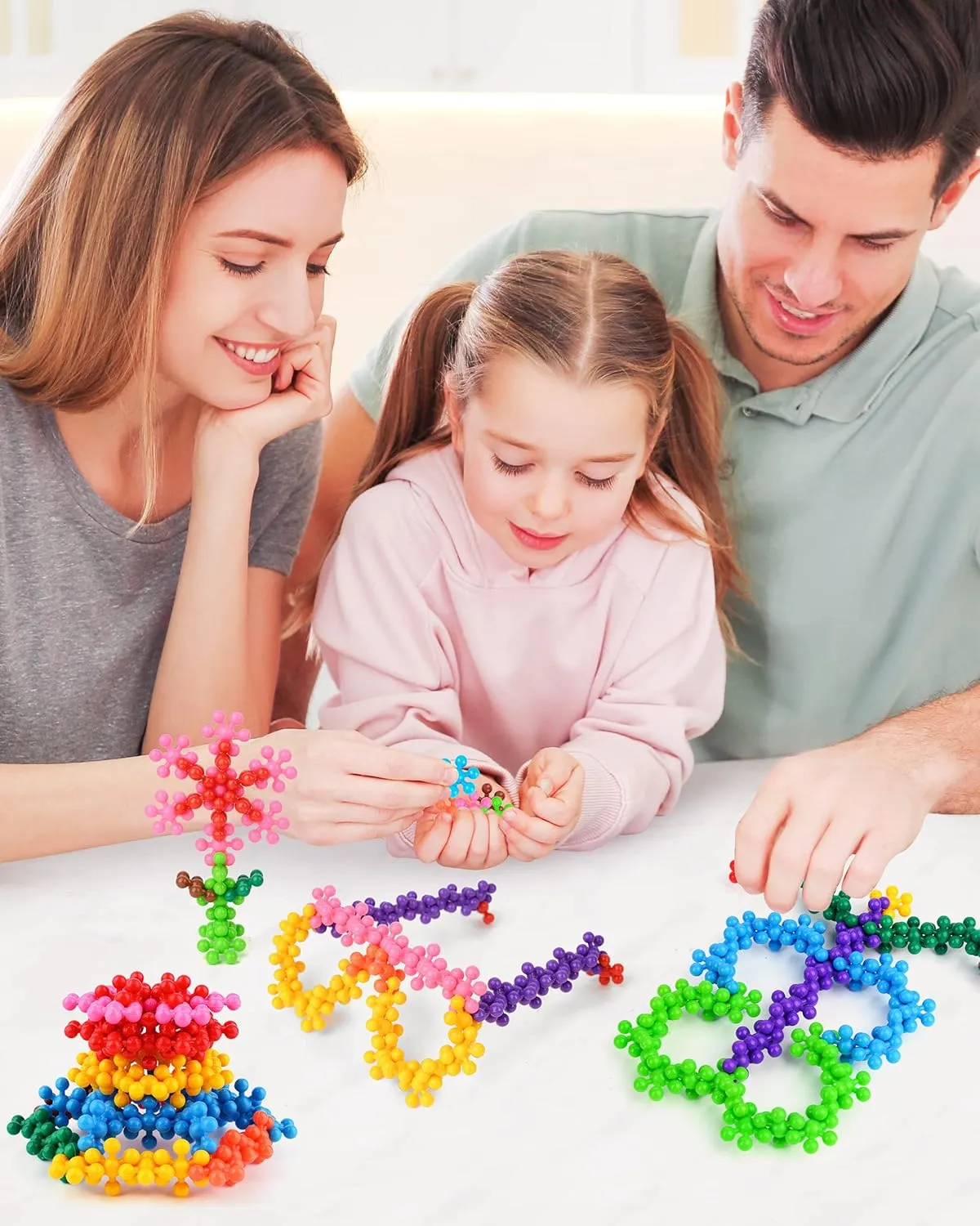 Vanmor 600 Pieces Stem Building Blocks Preschool Educational Toys for Kids 5-7, Discs Sets Interlocking Snowflake Solid Plastic STEAM Activities Fun Gifts Ingenuity Playset for Children