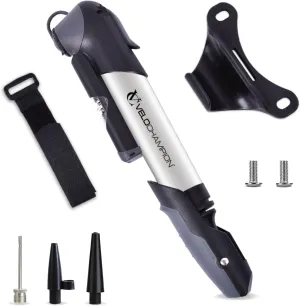 VeloChampion Alloy Mini Bike Pump Suitable for Presta, Schrader and Dunlop - Portable, Compact, Durable and Easy to Use